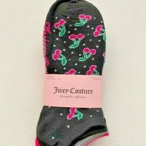 Juicy Couture Set of 5 Pair Pack Ankle Socks Cherry Strawberry Print